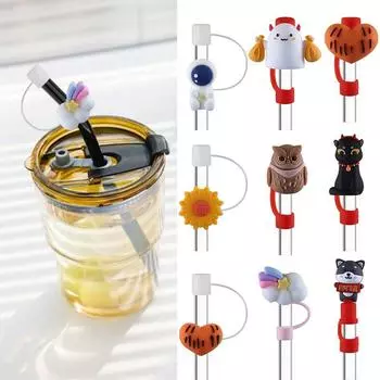 Силиконовая трубочка-заглушка, герметичная трубочка, симпатичная пылезащитная крышка для питья, аксессуары для чашек 01