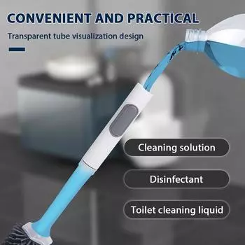 Силиконовая туалетная щетка с распылителем воды, длинная ручка, многоразовая силиконовая щетка TPR с настенным креплением, аксессуары для уборки ванной комнаты белый