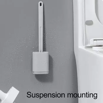 Силиконовая туалетная щетка Yousheng с длинной ручкой, двухсторонняя щетка для глубокой очистки, противоскользящий дизайн, держатель фильтра, набор инструментов для уборки ванной комнаты серый