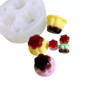 Силиконовая УФ-смола миниатюрная миниатюрная декоративная конфета игрушки форма, форма, еда, сладости, хлеб, пудинг, смола, глина, трехмерная форма, детали, (пудинг)
