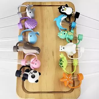 Силиконовая уплотнительная соломенная заглушка, многоразовая пылезащитная крышка для питья, мультяшные заглушки, насадки, чехол, кухонная чашка, аксессуары «сделай сам»