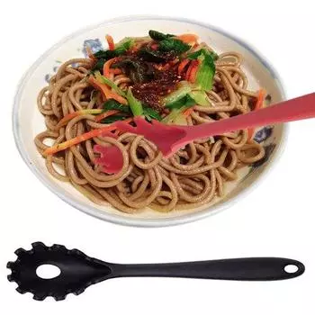 Силиконовая вилка для макарон, лапши, спагетти, термостойкая ложка, сито, серверный инструмент чёрный