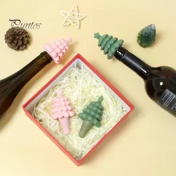 Силиконовая винная пробка Рождественская елка Винная пробка Многоразовая бутылка Герметичная винная пробка Аксессуары для вина Подарки для любителей вина зелёный