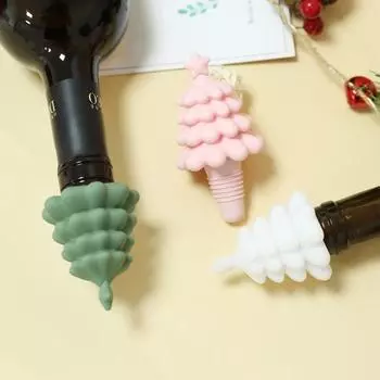 Силиконовая винная пробка Рождественская елка Винная пробка Многоразовая бутылка Герметичная винная пробка зелёный