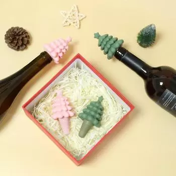 Силиконовая винная пробка Yousheng в виде рождественской елки, многоразовая герметичная бутылка, винные аксессуары, подарки для любителей вина зелёный