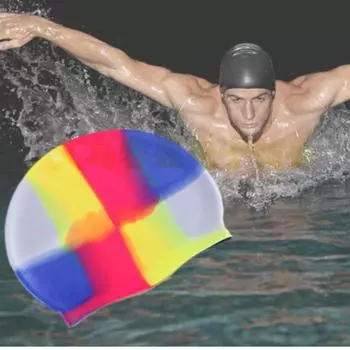 Силиконовая водонепроницаемая шапочка для плавания градиентного цвета для взрослых, шапочка для плавания с сухими волосами для мужчин и женщин, защищает уши, шапочка для плавания, аксессуары для плавания