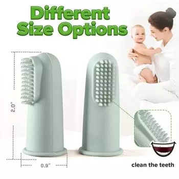 Силиконовая зубная щетка Yousheng для младенцев на палец с ящиком для хранения, пищевая зубная щетка для младенцев на палец, уход за полостью рта A серый
