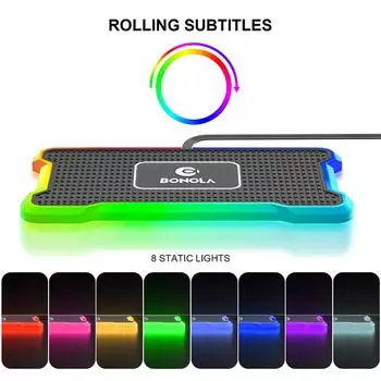 Силиконовое автомобильное беспроводное зарядное устройство, нескользящая подставка со светодиодной подсветкой, совместимое с универсальным держателем автомобильных зарядных устройств Tesla/vw/toyota 30cm Type C Cable