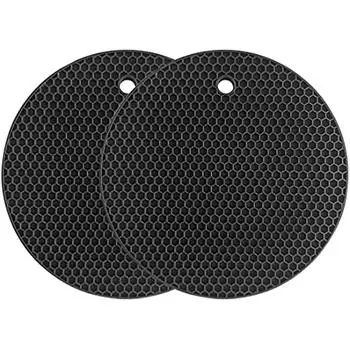 Силиконовое блюдце, универсальный коврик для сушки, термостойкость до 464 ° F, прихватка, водонепроницаемый, (набор из 2 шт.) Нескользящий, гибкий, прочный 20x20x3cm