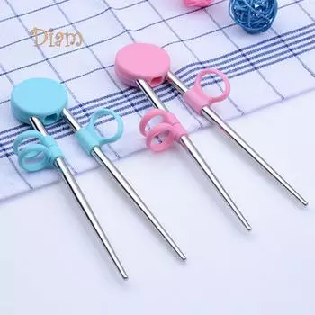 Силиконовое кольцо BH из нержавеющей стали, детские палочки для еды для начинающих, инструменты для обучения розовый