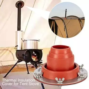 Силиконовое кольцо Изолирующая крышка дымохода Защита от УФ-излучения Ветрозащитная палаточная печь Устройство против ожогов Простая установка Устойчивая к высоким температурам крышка печи для дров чёрный