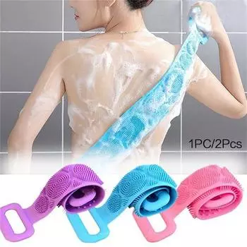 Силиконовое натирающее артефактное банное полотенце для спины, длинное 60 см, натирающее спину, сильное двухстороннее грязевое натирающее пепельное натирающее банное полотенце 1PCS фиолетовый