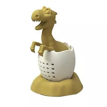 Силиконовое ситечко для чая с вылупившимся динозавром жёлтый