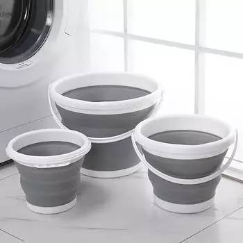 Силиконовое складное ведро для мойки автомобилей, круглое квадратное ведро для рыбалки на открытом воздухе, ведро для лагерной комнаты 3L синий