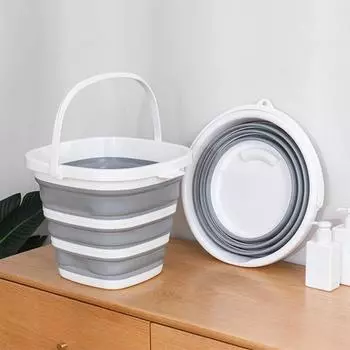 Силиконовое складное ведро для ванной комнаты, ведро для мойки автомобиля на открытом воздухе, квадратные принадлежности для рыбалки, 10 л, кухонное ведро для лагеря синий