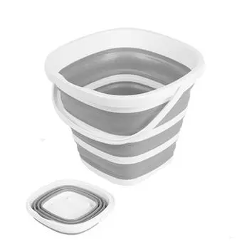 Силиконовое складное ведро для ванной комнаты, ведро для мойки автомобиля на открытом воздухе, квадратные принадлежности для рыбалки, 10 л, кухонное ведро для лагеря