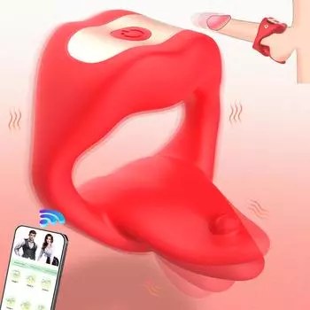 Силиконовое вибрационное кольцо для пениса, управляемое через приложение, с вибрацией языка, вибрационное кольцо для пениса с 10 вибрациями, секс-игрушки для взрослых для мужчин или пар