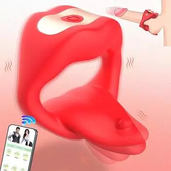 Силиконовое вибрационное кольцо для пениса, управляемое через приложение, с вибрацией языка, вибрационное кольцо для пениса с 10 вибрациями, секс-игрушки для взрослых для мужчин или пар