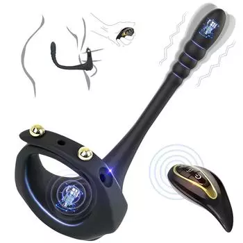 Силиконовое вибрирующее кольцо для члена с пультом дистанционного управления - Анальная пробка для мужчин, Беспроводная игрушка для взрослых для массажа простаты и удовольствия