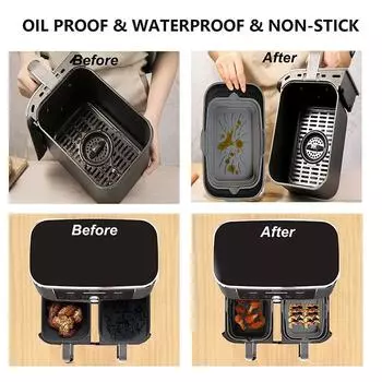 Силиконовые аэрофритюрницы Противень для выпечки в духовке Прямоугольный противень для духовки Корзина Многоразовый вкладыш Корзина для пиццы Коврик Вставка для посуды Аксессуар для противня
