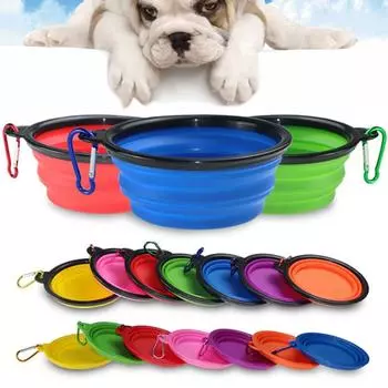 Силиконовые аксессуары для домашних животных, переносная миска для путешествий для собак, маленькая миска для собак, популярная кормушка, складная миска для домашних животных, аксессуары для мисок для собак 1 жёлтый