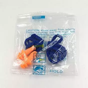 Силиконовые беруши с веревкой для шумоподавления и звукоизоляции one bag оранжевый