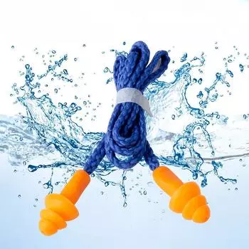 Силиконовые беруши со шнуром, защита от потери, многоразовые средства защиты органов слуха, шумоподавление, безопасные беруши для плавания с веревкой оранжевый