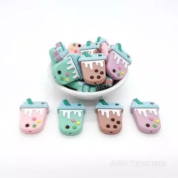 Силиконовые бусины Bubble Tea, Силиконовые фокусные бусины, Силиконовый жемчуг оптом, Силиконовые бусины для чая Set of 10 розовый