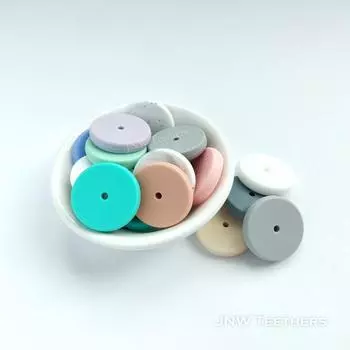 Силиконовые бусины для монет 25 мм, силиконовые бусины в форме зеленой монеты оптом, плоские силиконовые бусины для монет, силиконовые кусочки с жемчугом #1 Turquoise