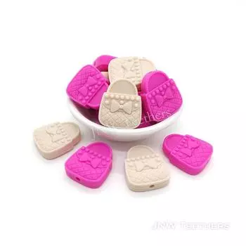 Силиконовые бусины для сумок, Силиконовые бусины оптом, Фигурные силиконовые жемчужины, Силиконовые бусины для большой сумки, Силиконовые бусины для женской сумки Set of 10 фуксия