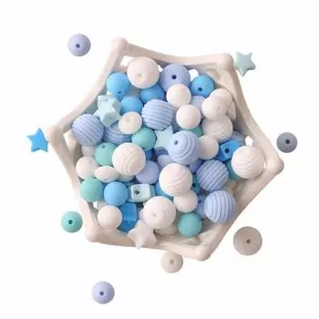 Силиконовые бусины Promise Babe 100 штук синего цвета, различные милые формы, товары для рукоделия, товары для рукоделия, материалы для рукоделия, подарок