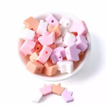 Силиконовые бусины Promise Babe, розовая милая корона, 50 штук, товары для рукоделия ручной работы, материалы для рукоделия, подарок