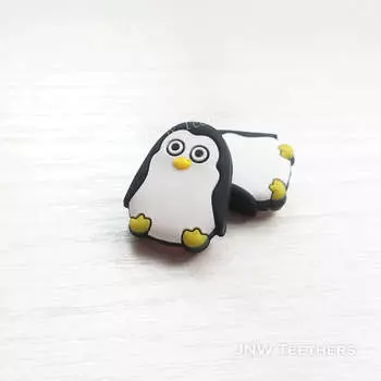 Силиконовые бусины с черным пингвином для ожерелья, ювелирных изделий, брелок-ручка, автомобильное очарование, аксессуары для ручки из бисера и материал ручной работы Set of 10