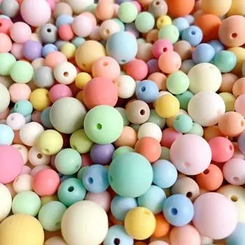 Акриловая матовая бусина цвета конфет Круглая бусина с прямым отверстием Бусина ручной работы своими руками 6MM200pcs