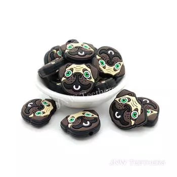 Силиконовые бусины в виде головы собаки, силиконовые бусины в форме головы животного, мотивирующий жемчуг, силиконовые бусины в виде животных для собак для ожерелья, брелки-ручки, ремесленные подвески Set of 10