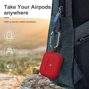 Силиконовые чехлы для Airpods 1/2/3/Pro Роскошные беспроводные наушники Защитный чехол Противоударный корпус для наушников-крючков Аксессуары AirPods 3 вино красного