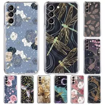 Силиконовые чехлы для Samsung Galaxy S21 Ultra S20 FE S10 Plus S9 S8 Note 20 10, мягкий чехол из ТПУ с рыбой и цветком, чехол для телефона Samsung Note 10