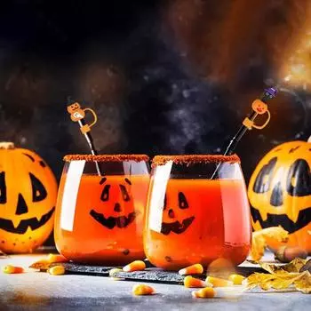 Силиконовые чехлы для соломенной шляпы на Хэллоуин 10 мм Декоративные колпачки в виде тыквы-призрака Пылезащитный многоразовый протектор