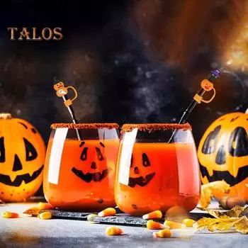 Силиконовые чехлы для соломенной шляпы на Хэллоуин 10 мм Декоративные колпачки в виде тыквы-призрака Пылезащитный многоразовый протектор для бутылки с водой E