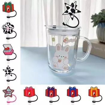 Силиконовые чехлы для соломинок, герметичный соломенный топпер, креативная пылезащитная крышка для питья, аксессуары для чашек 01