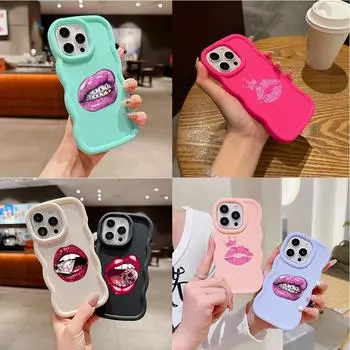 Силиконовые чехлы для телефонов LZ20 Lips Kiss Design для Samsung A15 A16 S23 FE S24 Ultra A34 A54 A14 A55 Motorola G32 E14 OnePlus Soft Cover Samsung A04(M13 5G)