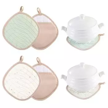 Силиконовые держатели для кастрюль с карманами. Жаростойкие подставки для подогрева для выпечки на кухне. Стильные изоляционные подушечки в горошек. Нескользящие прихватки для духовки. A мятный зеленый