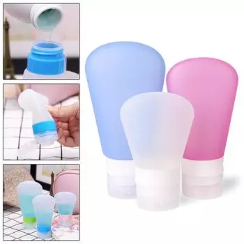 Силиконовые дорожные бутылки, герметичные, многоразовые, сжимаемые контейнеры, маленькие пустые дорожные бутылки для шампуня, кондиционера 60ml прозрачный
