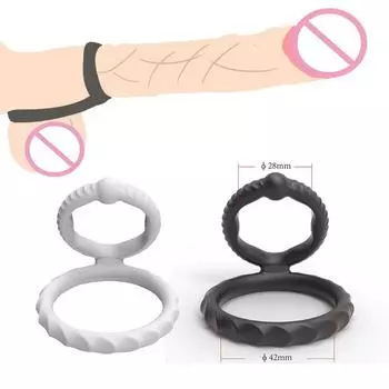 Силиконовые двойные кольца для пениса, кольцо на член, клетка для яичек, презерватив для члена, бондаж, эрекция, задержка преждевременной эякуляции, секс-игрушки для мужчин