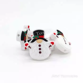 Силиконовые фокусные бусины Белый гном Снеговик Pack 10