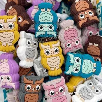 Силиконовые фокусные бусины «Ночная сова» Set of 10 белый