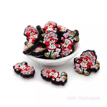 Силиконовые фокусные бусины с клубникой и милой девушкой Pack 10