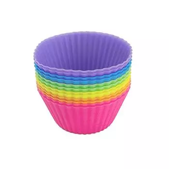 Силиконовые формочки для кексов 12 штук, многоразовые гигантские силиконовые формы для выпечки, легко моются, идеально подходят для кексов One Size