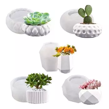 Силиконовые формы для цветочного горшка, форма для горшка для сочных растений, DIY ремесленные формы, многоугольная форма, формы для растений, ремесло ручной работы 5