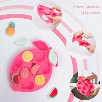 Силиконовые формы для кубиков льда в форме клубники/арбуза, подносы для кубиков льда, устройства для изготовления кубиков льда, многоразовые инструменты для льда для кухни, вина розовый